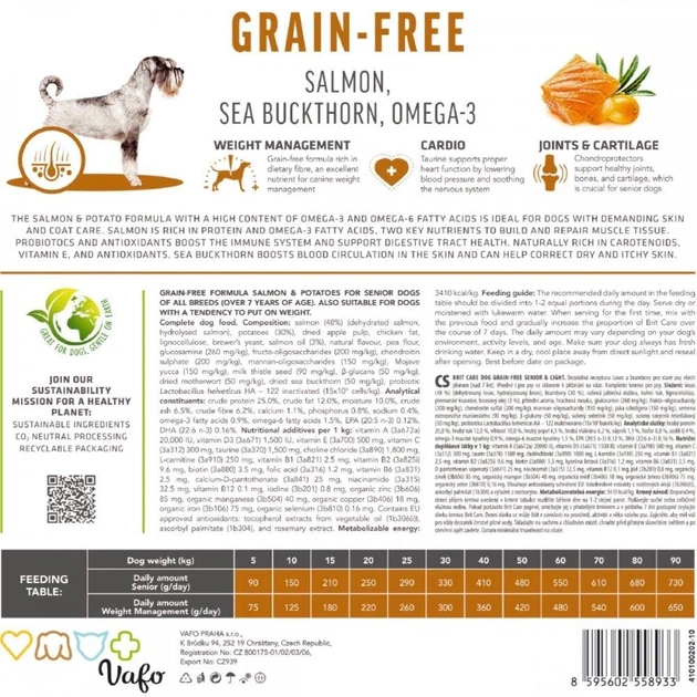 Корм для стареющих собак Brit Care Dog Grain-free Senior & Light беззерновой с лососем 12 кг - изображение 4