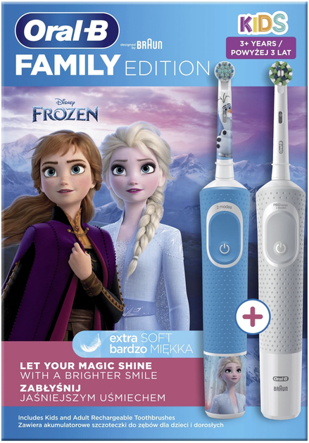 Набір електричних зубних щіток Oral-b Braun Vitality Kids 3+ Frozen + Vitality Pro Grey (4210201431152) - зображення 2