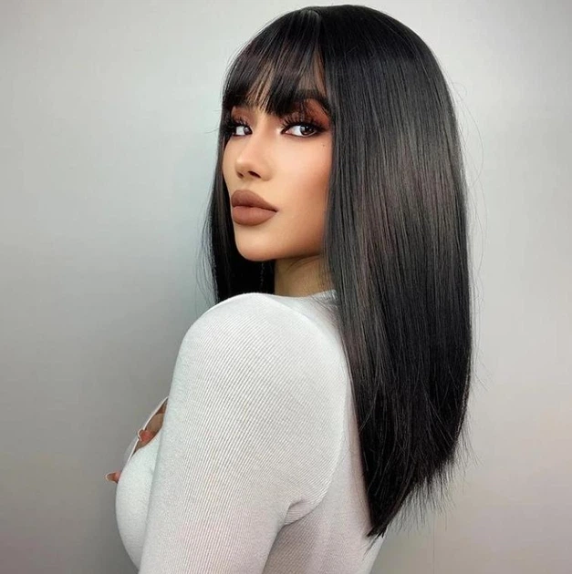 Жіноча перука HAIRCUBE LC342-1 коротке пряме синтетичне волосся з чубчиком, чорне (81235342) - зображення 3