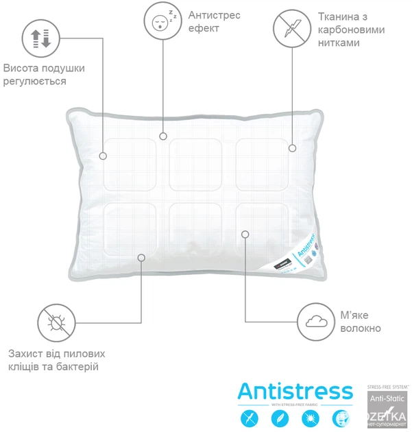 Набор Подушка Sonex Antistress Карбон 50 х 70 см (SO102076) + Сумка для вещей Organize L Черная (hs-l-black) - изображение 3