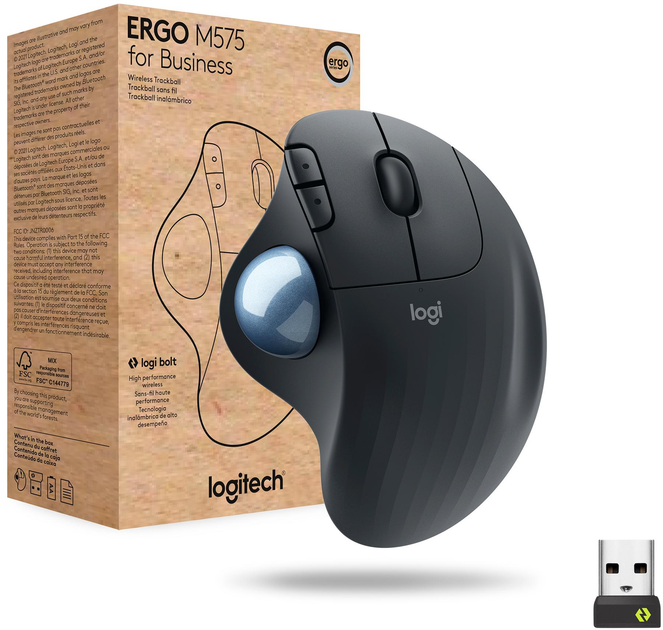 Миша бездротова Logitech Ergo M575 Trackball for Business Wireless Graphite (910-006221) графіт сіра - изображение 2