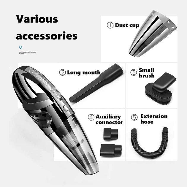 Аккумуляторный автомобильный пылесос Wireless Vehicle Vacuum Cleaner (AX-6612) беспроводной с насадками, Black - изображение 4