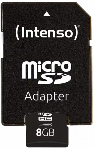 Карта пам'яті Intenso MicroSDHC 8GB Class 4 + SD Adapter (4034303010707) - зображення 1