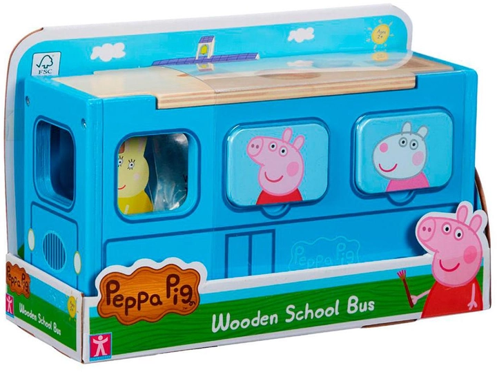 Drewniany zestaw do zabawy - sorter Peppa Pig Autobus szkolny Peppy (07222) (5029736072223) - obraz 1