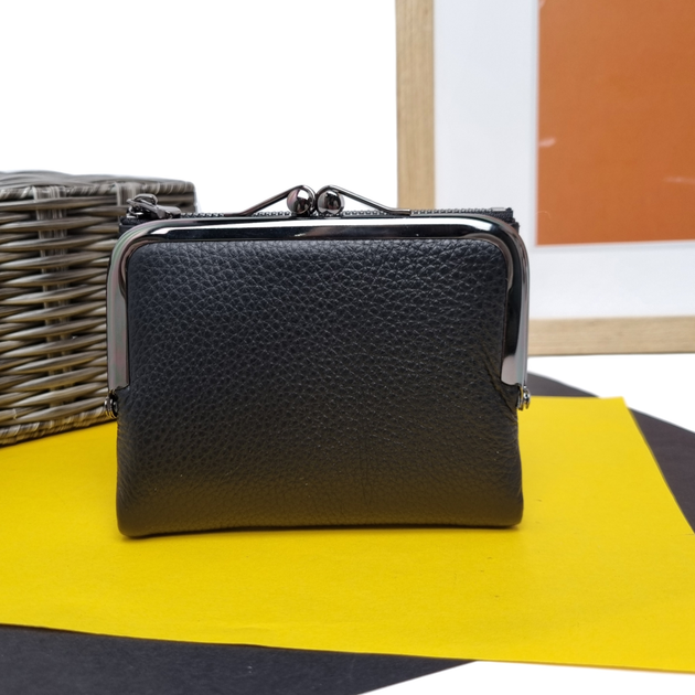 Женский маленький кошелек натуральная кожа Genuine Leather черный 3045 ...