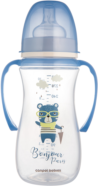 Пляшка антиколікова Canpol Babies Easystart Bonjour Paris з широким отвором та ручками 300 мл (35/241_blu) - зображення 1
