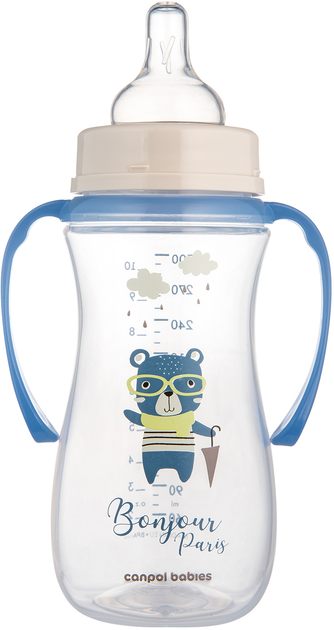 Пляшка антиколікова Canpol Babies Easystart Bonjour Paris з широким отвором та ручками 300 мл (35/241_blu) - зображення 2