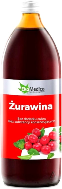 Концентрований журавлинний сік EkaMedica 100% Natural 1000 мл (5902596671044) - зображення 1