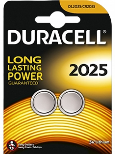 Baterie litowe Duracell Knopfzelle CR2025 3 V 2 szt (5000394203907) - obraz 1