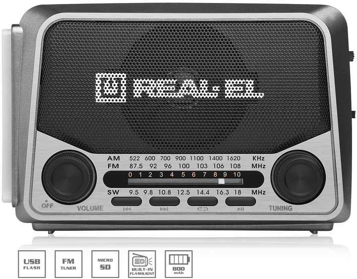 Портативный радиоприёмник Real-El X-525 Серый (EL121800004) - изображение 2