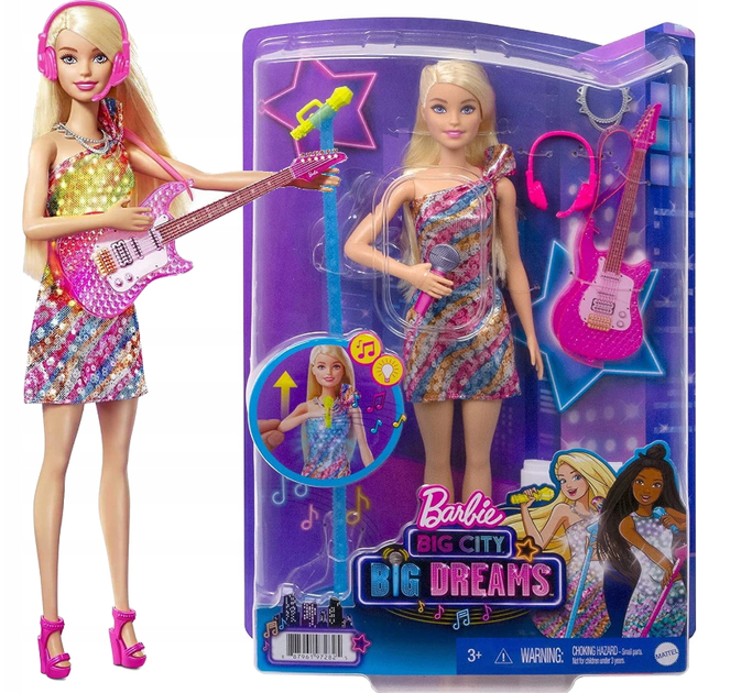 Lalka Mattel Barbie Big City Dreams Malibu z muzyką GYJ23 (0887961972849) - obraz 2