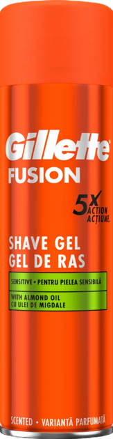 Гель для гоління Gillette FUSION для чутливої шкіри з маслом мигдалю 200 мл (7702018464692) - Фото 1 Гель для гоління Gillette FUSION для чутливої шкіри з маслом мигдалю 200 мл (7702018464692) - изображение 1