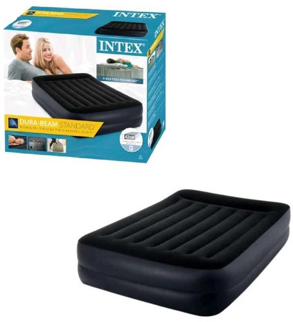 Матрас надувной Intex 64124 ND 152х203х42см, встроенный электронасос ...