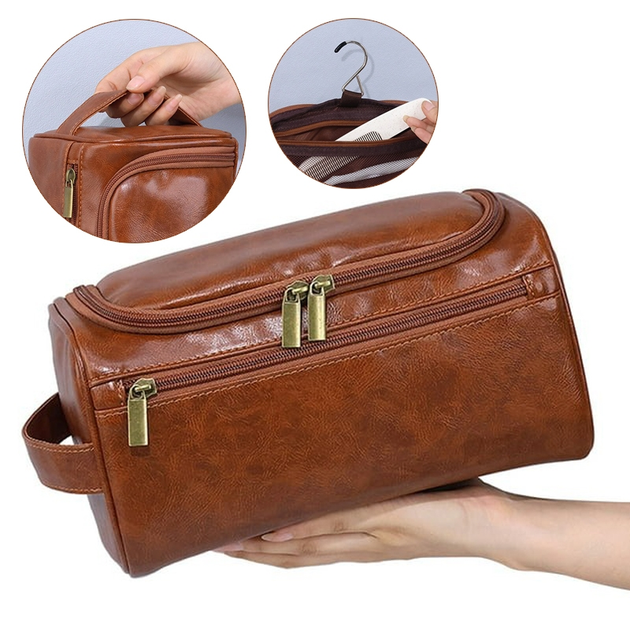 Мужская косметичка/ несессер для душа дорожная LEATHER BAG из эко кожи ...