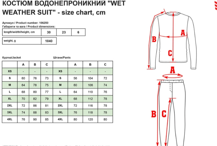 Костюм непромокаемый XXL Mil-Tec (GB0971) M-T - изображение 3