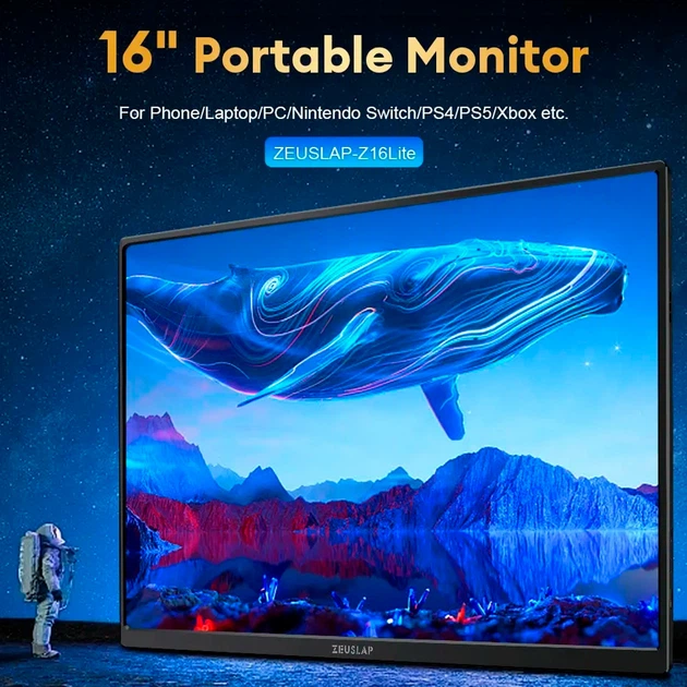 Портативный монитор ZEUSLAP Z16 Lite 16 дюймов Full HD 1920X1200