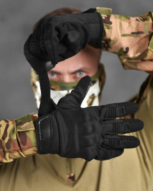 Тактические штурмовые полнопалые перчатки L черные (17100) - изображение 1
