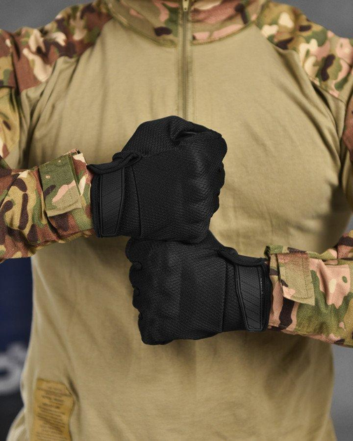 Тактические штурмовые полнопалые перчатки М черные (17100) - изображение 2