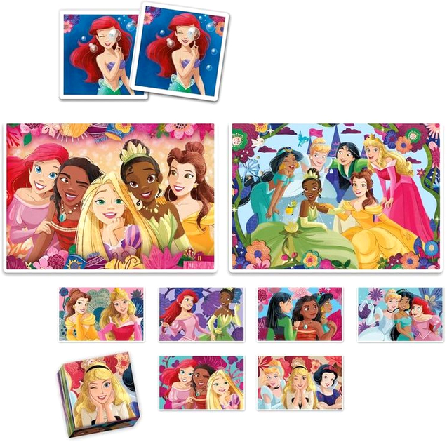 Zestaw puzzli i gier planszowych Clementoni Disney Princes Edukit 4 w 1 (8005125182978) - obraz 2