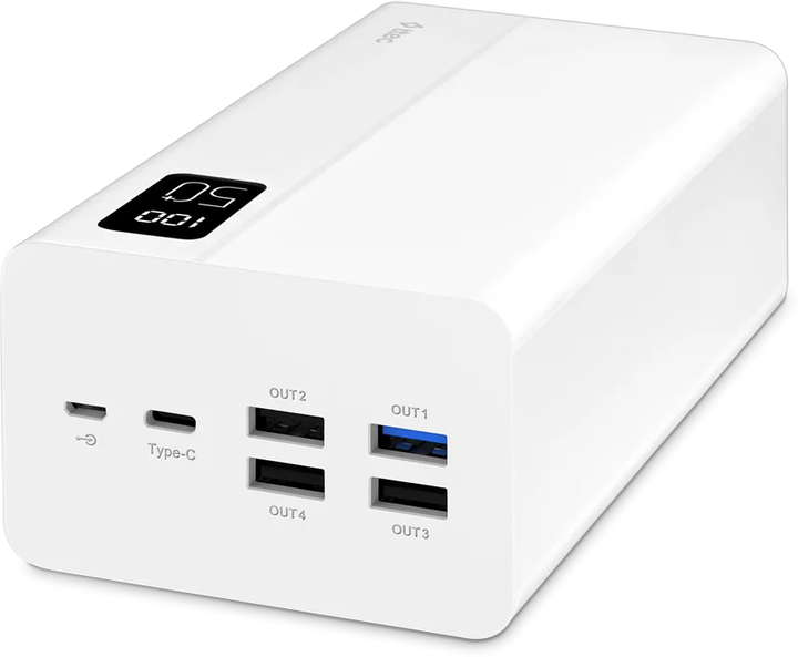 УМБ Ttec ReCharger Mega LCD 50000 mAh PD 20W White (2BB197В) - зображення 2