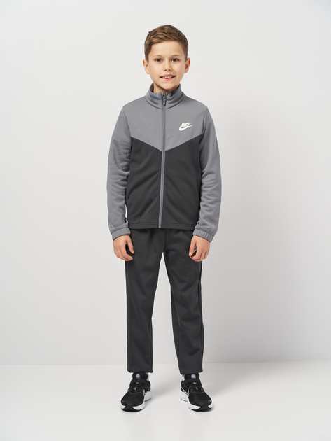 Подростковый спортивный костюм (толстовка + штаны) для мальчика Nike K Nsw Tracksuit Poly Fz Hbr FD3067-084 158-170 см Smoke Grey/Anthracite/White (0196607053164) - изображение 1