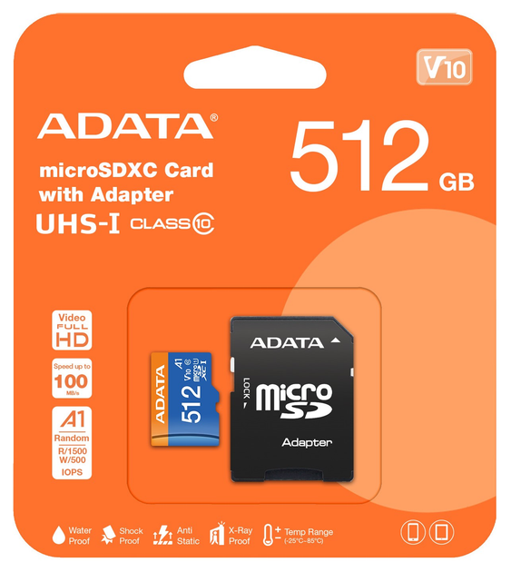 Карта пам'яті ADATA Premier MicroSDXC UHS-I 512GB (AUSDX512GUICL10A1-RA1) - зображення 3