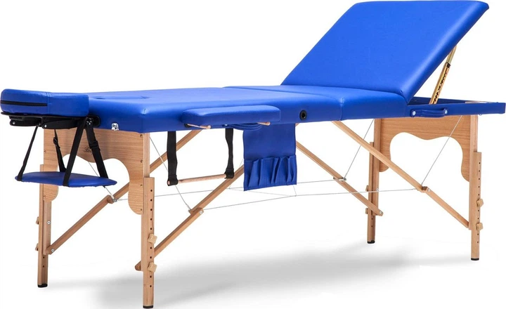 Масажний стіл Bodyfit XXL 3-сегментний дерев'яний, синій - изображение 2