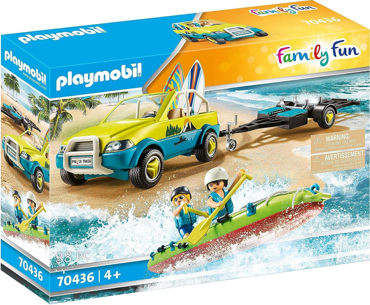 Zestaw klocków PLAYMOBIL Family Fun samochód plażowy z przyczepą na kajak 70436 (4008789704368) - obraz 1