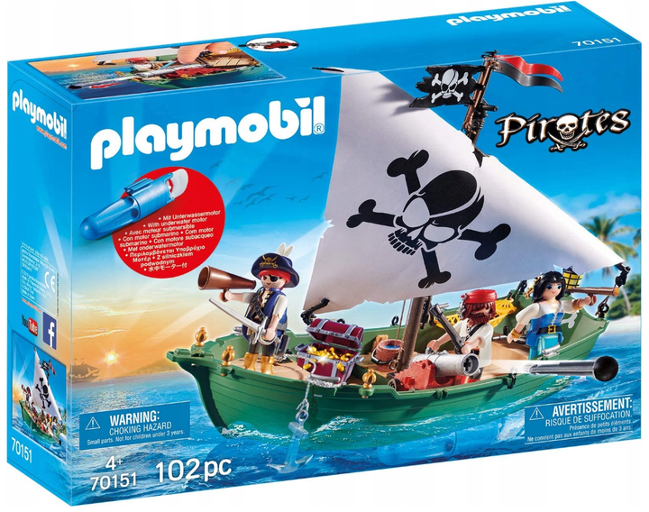 Zestaw klocków PLAYMOBIL Piraci Statek piracki 70151 (4008789701510) - obraz 1