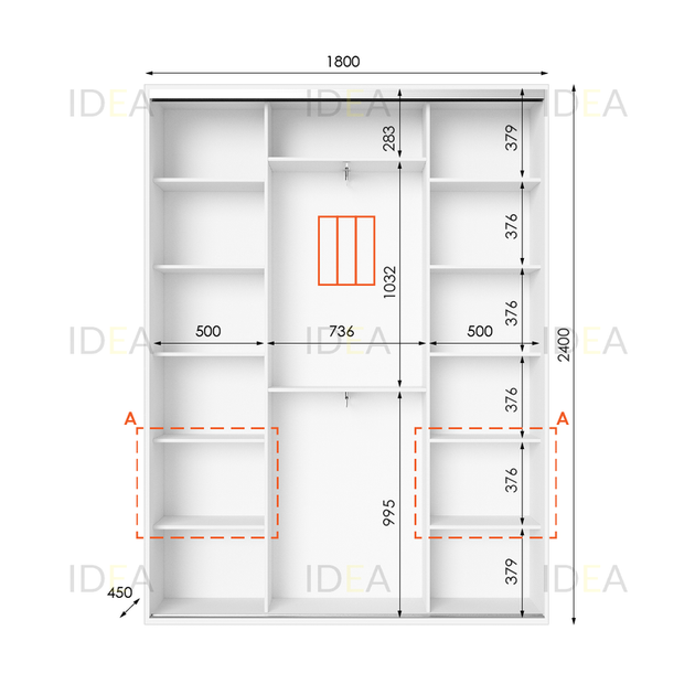 Шафа-купе IDEA серія 3 180 x 45 x 240 см Білий - изображение 2
