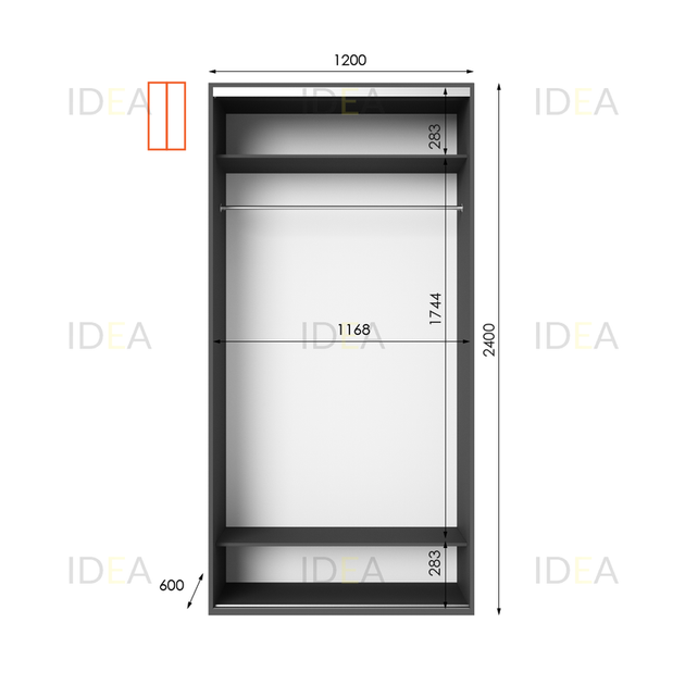 Шафа-купе IDEA серія 8 120 x 60 x 240 см Антрацит Дзеркало - Фото 2 Шафа-купе IDEA серія 8 120 x 60 x 240 см Антрацит Дзеркало - зображення 2