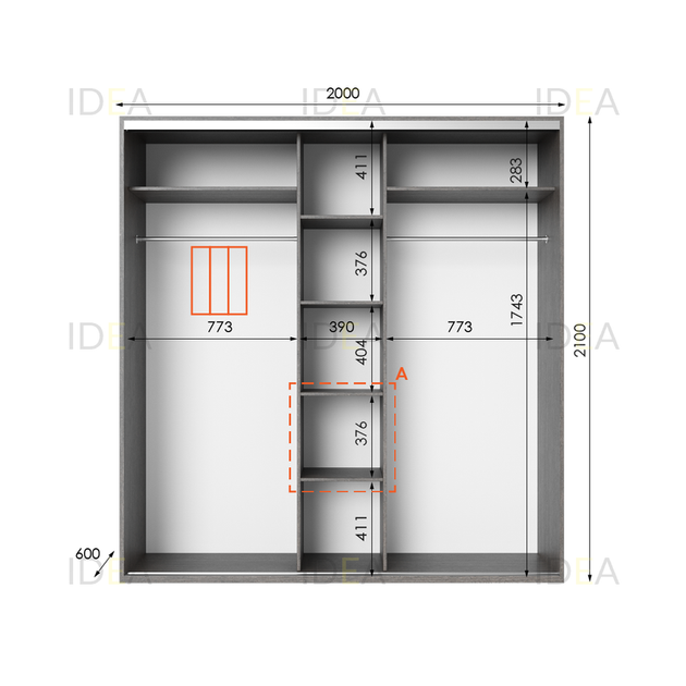 Шафа-купе IDEA серія 6 200 x 60 x 210 см Венге темний - изображение 2