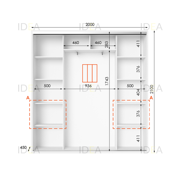 Шафа-купе IDEA серія 7 200 x 45 x 210 см Білий - изображение 2