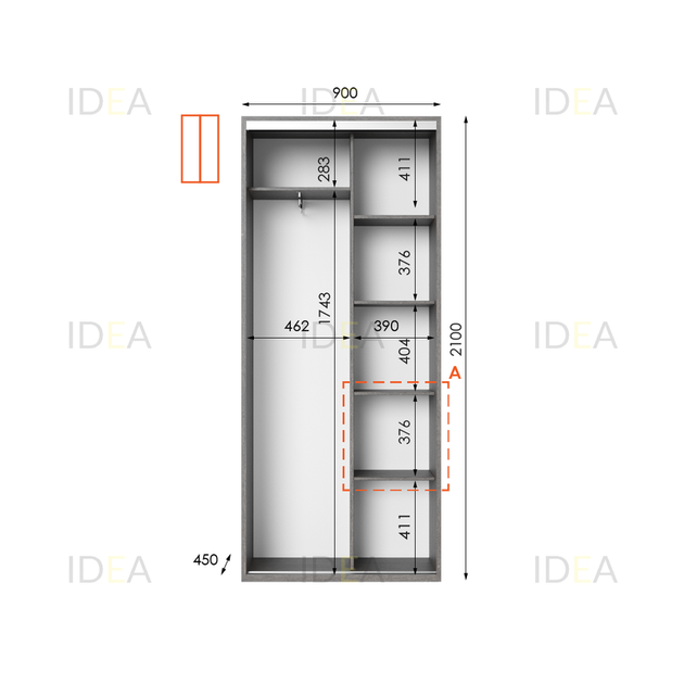 Шафа-купе IDEA серія 10 90 x 45 x 210 см Венге темний - изображение 2