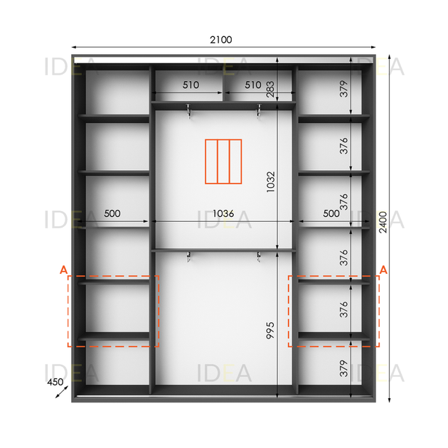 Шафа-купе IDEA серія 3 210 x 45 x 240 см Антрацит - Фото 2 Шафа-купе IDEA серія 3 210 x 45 x 240 см Антрацит - изображение 2