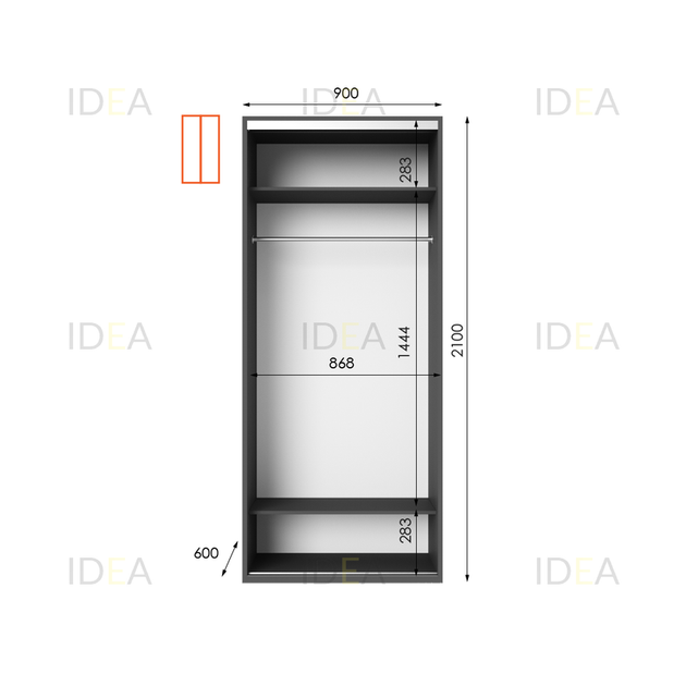 Шафа-купе IDEA серія 9 90 x 60 x 210 см Антрацит - Фото 2 Шафа-купе IDEA серія 9 90 x 60 x 210 см Антрацит - изображение 2