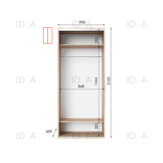 Шафа-купе IDEA серія 9 90 x 60 x 210 см Дуб сонома - Фото 2 Шафа-купе IDEA серія 9 90 x 60 x 210 см Дуб сонома - изображение 2