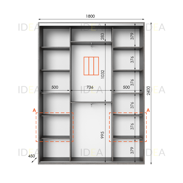 Шафа-купе IDEA серія 3 180 x 45 x 240 см Венге темний - Фото 2 Шафа-купе IDEA серія 3 180 x 45 x 240 см Венге темний - изображение 2
