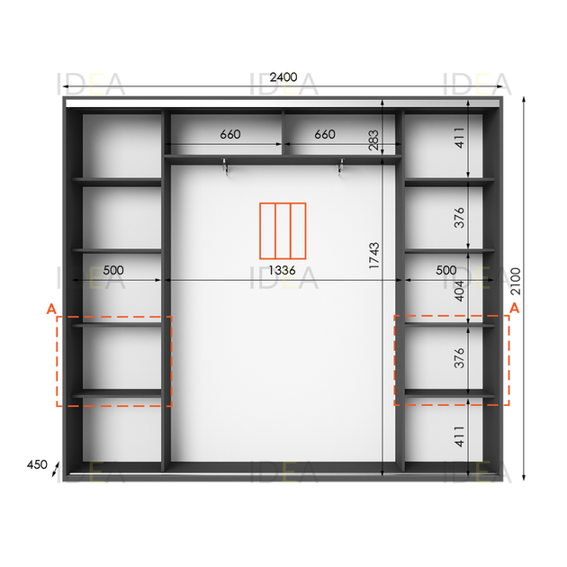 Шафа-купе IDEA серія 7 240 x 45 x 210 см Антрацит - изображение 2