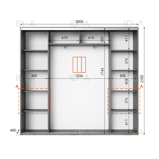 Шафа-купе IDEA серія 7 230 x 45 x 210 см Венге темний - Фото 2 Шафа-купе IDEA серія 7 230 x 45 x 210 см Венге темний - изображение 2