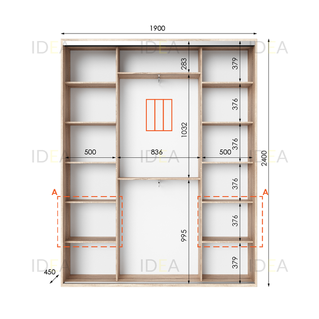 Шафа-купе IDEA серія 3 190 x 45 x 240 см Дуб сонома - Фото 2 Шафа-купе IDEA серія 3 190 x 45 x 240 см Дуб сонома - изображение 2