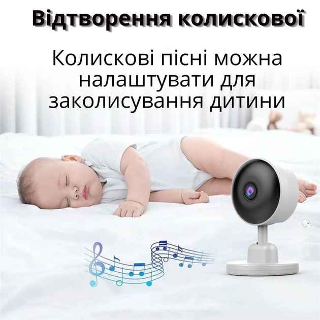 Видеоняня 2,8 дюйма ЖК-дисплей Full HD CMOS-датчик с ночным видением и двухсторонней связью, колыбельные, измерение температуры, датчик плача Happy Baby С3 white - изображение 4