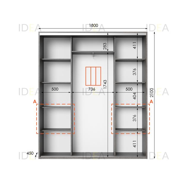 Шафа-купе IDEA серія 7 180 x 45 x 210 см Венге темний - зображення 2