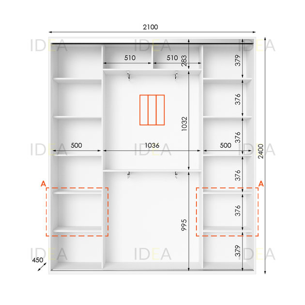 Шафа-купе IDEA серія 3 210 x 45 x 240 см Білий - изображение 2