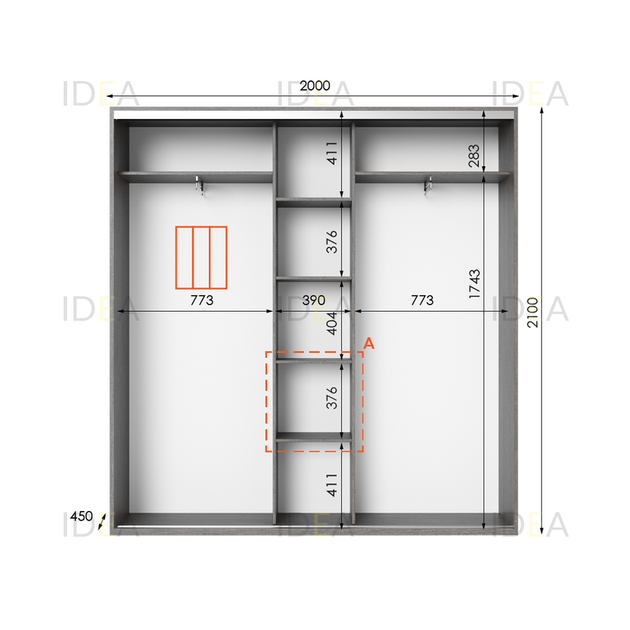 Шафа-купе IDEA серія 6 200 x 45 x 210 см Венге темний Дзеркало - Фото 2 Шафа-купе IDEA серія 6 200 x 45 x 210 см Венге темний Дзеркало - изображение 2