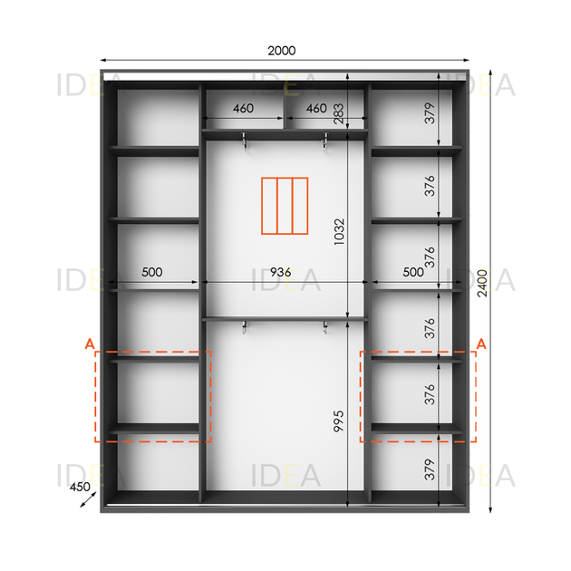 Шафа-купе IDEA серія 3 200 x 45 x 240 см Антрацит - Фото 2 Шафа-купе IDEA серія 3 200 x 45 x 240 см Антрацит - изображение 2