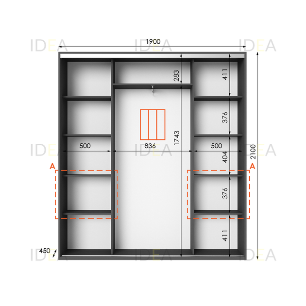 Шафа-купе IDEA серія 7 190 x 45 x 210 см Антрацит - изображение 2