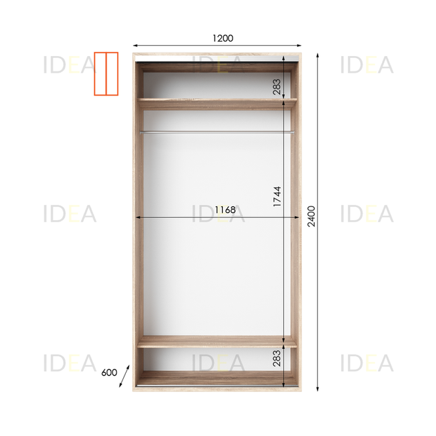 Шафа-купе IDEA серія 8 120 x 60 x 240 см Дуб сонома - Фото 2 Шафа-купе IDEA серія 8 120 x 60 x 240 см Дуб сонома - изображение 2