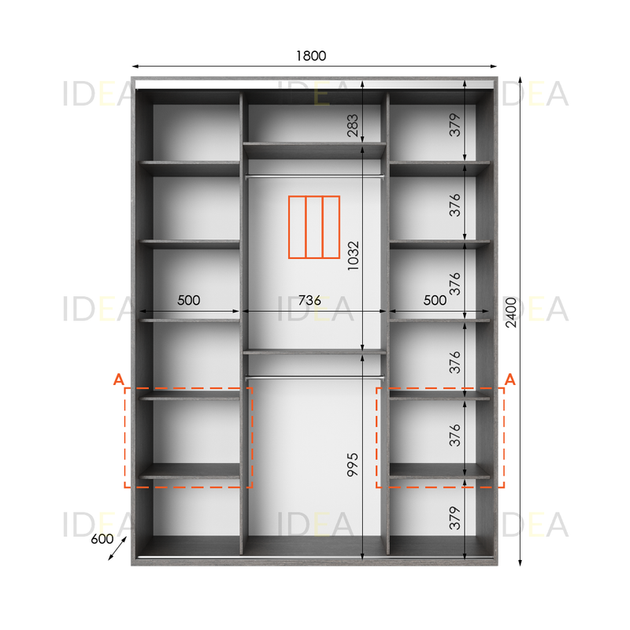 Шафа-купе IDEA серія 3 180 x 60 x 240 см Венге темний - изображение 2