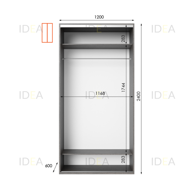 Шафа-купе IDEA серія 8 120 x 60 x 240 см Венге темний Дзеркало - изображение 2